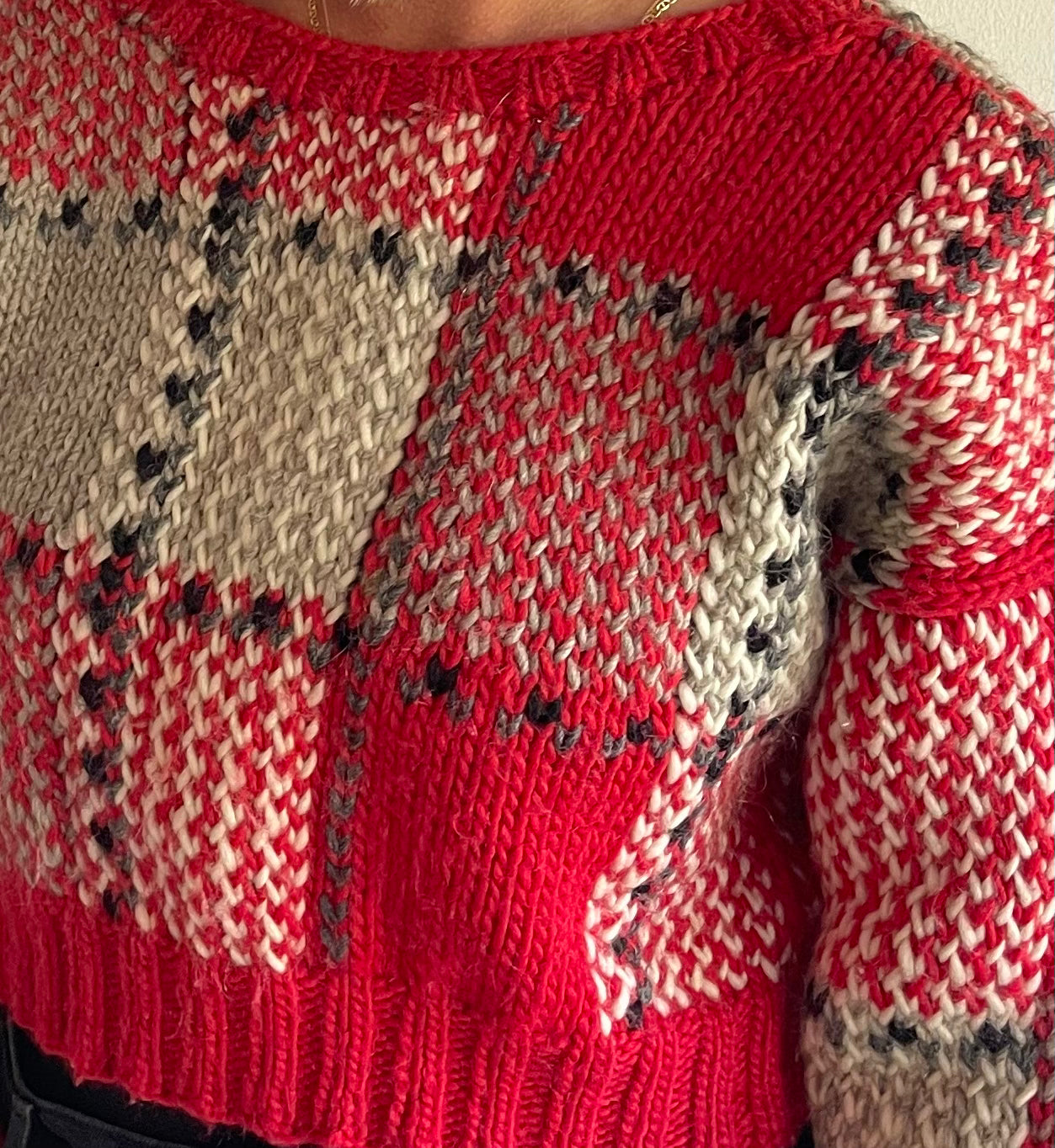 Chunky Cropped Tartan Pullover