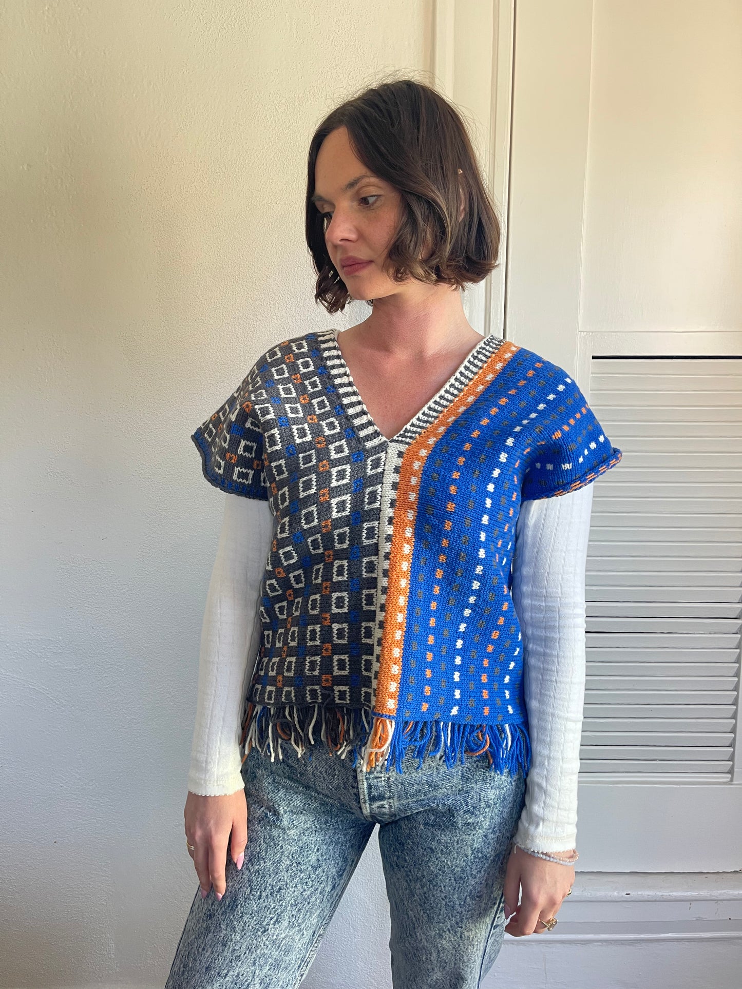Fringed Multi Patterned Vest