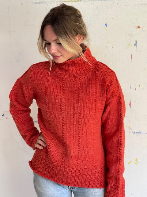 Mock Neck Novelty Stich Pullover